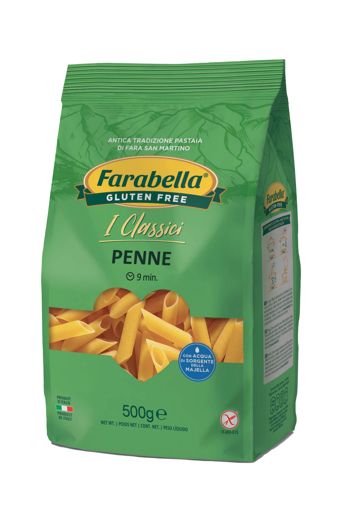 PASTAS SIN GLÚTEN PENNE RIGATE 500 GRS