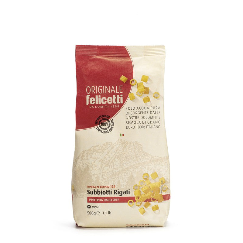 Pastas de Semola Speciale Subbiotti Rigati 500 GRS