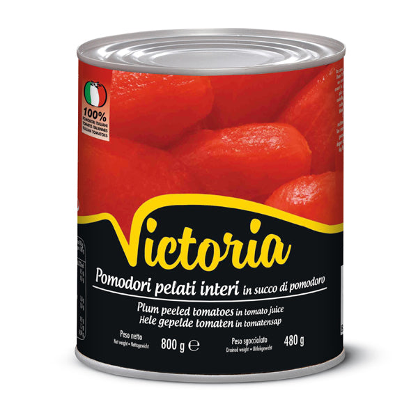 TOMATE VICTORIA ENTERO PELADO DE 800 GRS.